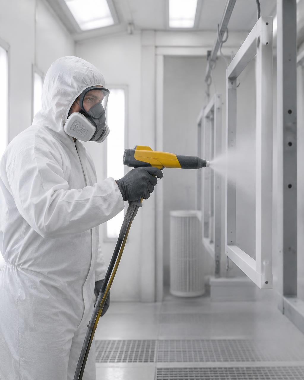 Processo di applicazione della verniciatura a polvere con pistole elettrostatiche